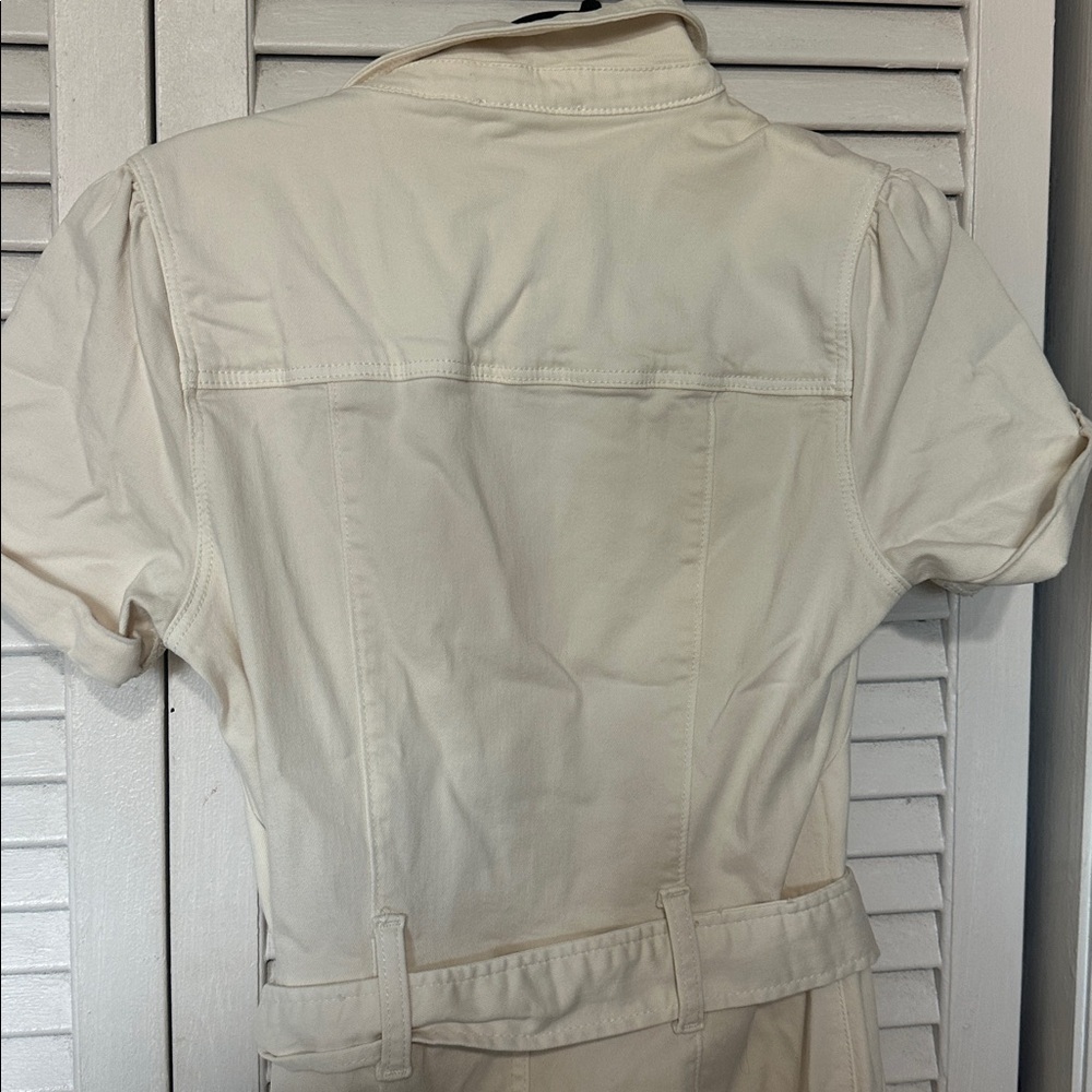 NEW Paige Anessa Stretch-Denim Cream Jumpsuit - Picture 14 of 16